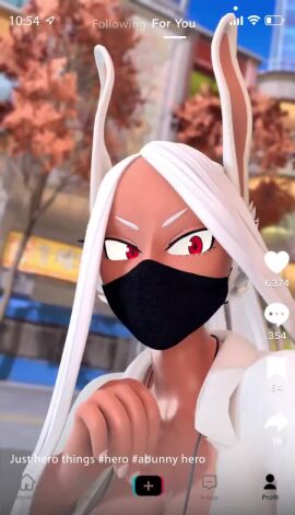 1girls 3d 9:16 animal_ears animated bunny_ears cafe cleavage dark-skinned_female deep_penetration deepthroat_no_hands dildo_mask female long_dildo longer_than_30_seconds masked_female mirko miruko my_hero_academia red_eyes rumi_usagiyama shieldshroud showing_off social_media sound tiktok vertical_video video white_hair