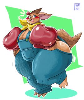 anthro blue_eyes blush boxing_gloves cara_(sssonic2) female kangaroo moonix_xero motion_lines suspenders thick_thighs wide_hips