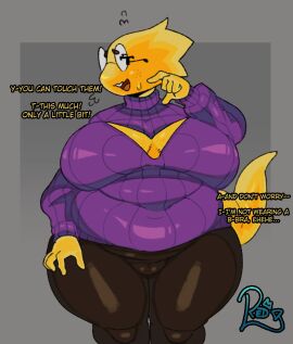 alphys bbw boob_window boss_monster breasts buckteeth cameltoe female freckles glasses large_breasts pants pussy redactedinlight sweater tight_clothing undertale undertale_(series)