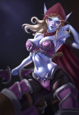 abs armor banshee_(warcraft) breasts elf female fit fit_female medium_breasts red_eyes sylvanas_windrunner warchief warcraft world_of_warcraft