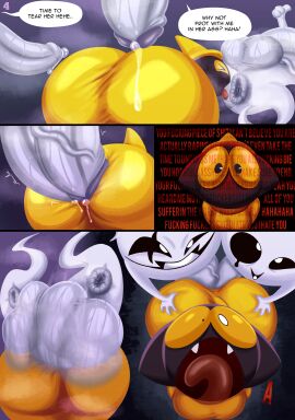 absurd_res anal anal_sex anthro anus ass balls big_ass big_balls big_butt big_penis black_body black_eyes bodily_fluids breasts closed_eyes clothing clothing_penetration comic domestic_cat double_anal double_penetration english_text exclamation_point felid feline felis female female_penetrated genital_fluids genitals google google_doodle group hand_on_ass hand_on_butt hat headgear headwear hi_res huge_ass huge_balls huge_butt huge_cock kiffy_(artist) magic_cat_academy male male/female male_penetrating male_penetrating_female mammal momo_(google) open_mouth oral penetration penetration_through_clothes penis precum profanity protagonistsub_antagonistdom puffy_anus question_mark rimming robe sex speech_bubble text tongue tongue_out white_body white_eyes yellow_sclera