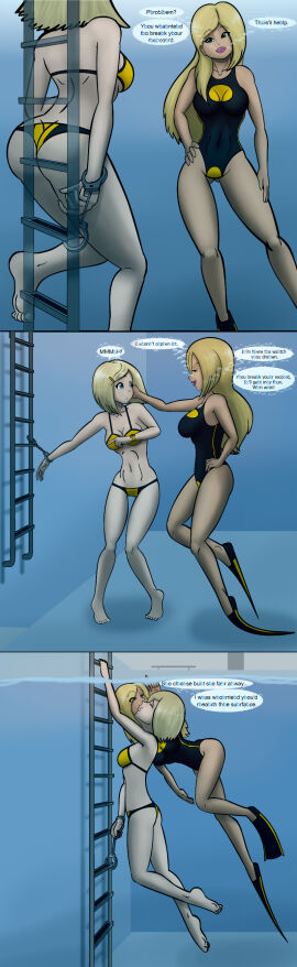 2girls ass bikini breasts comic drowning female handcuffs original underwater uwfan-tomson