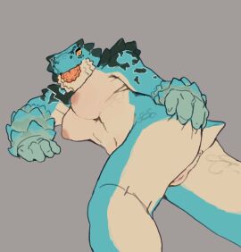 2024 4_fingers absurd_res amphibian anthro anus ass ass_grab barbed_tongue black_spots blue_body blue_scales breasts butt_grab capcom chatacabra female fingers genitals hand_on_ass hand_on_butt hi_res looking_at_viewer lying monster_hunter navel nipples orange_tongue pussy scales scalie simple_background small_tail solo spikes spots tail tongue tongue_out white_body yellow_eyes yolabayola1