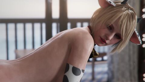 1boy 1girls 1male 3d 3d_animation anal anal_sex animated ashley_graham ashley_graham_(ella_freya) ass blonde_female blonde_hair breasts breasts_out capcom cow_ears cow_girl cow_print cow_tail cowbell cowgirl cowgirl_position ella_freya female female_focus fucking hires light-skinned_female light_skin male male_pov nude nude_female pov pov_male resident_evil resident_evil_4 resident_evil_4_remake reupload sex sound strauzek tagme video