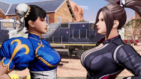 2girls 3d akiman_pose alternate_costume amusement_park audible_music bare_shoulders black_gloves black_jacket black_pants blue_dress breast_press breasts brown_eyes brown_hair capcom capcom_vs_snk_2 china_dress chinese_dress chun-li chun-li_(street_fighter_6) compilation cropped_jacket dolphin_shorts double_bun dress fatal_fury fatal_fury:_city_of_the_wolves female female_focus female_only forest game_screenshot gloves hair_bun hair_ribbon hand_fan high_ponytail holding holding_fan jacket japanese_clothes large_breasts leather leather_jacket leather_pants long_hair long_sleeves mai_shiranui mai_shiranui_(casual) mai_shiranui_(city_of_the_wolves) matching_hair/eyes mod multiple_girls music nature official_alternate_costume pants pink_shorts ponytail ribbon shorts snk sound street_fighter street_fighter_6 swept_bangs symmetrical_docking tagme tank_top thick_thighs thighs train video white_tank_top yellow_hair_ribbon yellow_ribbon