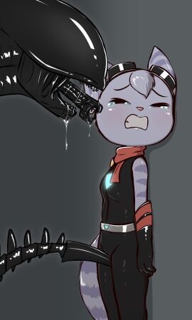 absurd_res against_surface against_wall alien alien_(franchise) ambiguous_gender anthro belt blush bodily_fluids breasts camel_toe cameltoe clenched_teeth clothing drooling duo e254e eyewear eyewear_on_head female fluffy fluffy_tail fur glowing goggles goggles_on_head grope head_tuft hi_res imminent_rape lombax mammal molestation open_mouth parody peril purple_body purple_fur pussy ratchet_and_clank rivet_(ratchet_and_clank) ryona saliva scared scarf sex sexual_assault sharp_teeth small_breasts sony_corporation sony_interactive_entertainment tail tail_fetish tail_play tail_sex tears teeth tight_clothing tuft vaginal_penetration xenomorph