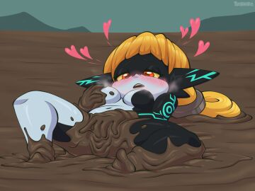 2024 breasts cajarito female finger_fuck fingering fingering_self hair hand_on_breast heart_symbol hi_res humanoid looking_pleasured lying markings masturbation midna mud muddy narrowed_eyes navel nintendo nude on_back open_mouth orange_hair pussy red_eyes solo spread_legs spreading the_legend_of_zelda twili twilight_princess vaginal_penetration wam yellow_sclera