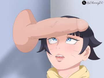 big_penis blue_eyes bob_cut boruto boruto:_naruto_next_generations boruto:naruto_next_generations eyelashes glory_hole lips naruto naruto_(series) sheong_wong short_hair uzumaki_himawari whiskers