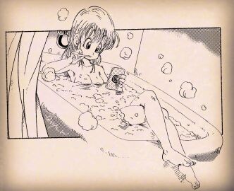 1girls accurate_art_style accurate_body_type artstyle_imitation bathtub bubbles bulma bulma_(dragon_ball) bulma_briefs bulma_briefs_(dragon_ball) convenient_censoring dragon_ball dragon_ball_(classic) female female_only fenyon naked naked_female solo teenage_bulma teenager