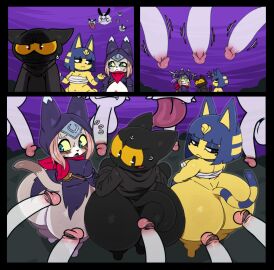 3girls animal_crossing ankha ankha_(animal_crossing) anthro ass bandages big_ass big_butt black_body black_ears black_fur blue_ears blue_hair boo_(mario) bottomless capcom clothed clothing comic domestic_cat felid feline felis felyne female fur genitals ghost google google_doodle group hair hi_res huge_ass huge_butt humanoid_genitalia humanoid_penis imminent_sex long_tail lynian magic_cat_academy male mammal mario_(series) mario_bros markings momo_(google) monster_hunter monster_hunter_stories_2:_wings_of_ruin multiple_boys multiple_males nintendo palico partially_clothed penis pink_hair questionable_consent spirit sssonic2 striped_markings striped_tail stripes super_mario_bros. tail tail_markings tsukino_(monster_hunter_stories) yellow_body yellow_fur yellow_sclera