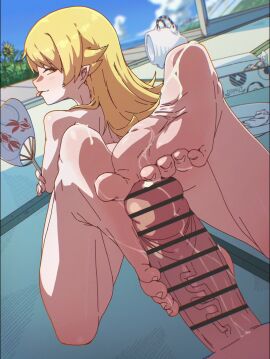 1boy 1girls 3:4 animated anus anus_peek ass bakemonogatari bar_censor barefoot blonde_hair blue_sky blurry blurry_background caress caressing caressing_penis caressing_with_foot censored cloud commentary completely_nude continue_after_cum cum cumshot ejaculation erection feet female flower foot_focus footjob from_behind funen_gomi funen_gomi_m glansjob grip gripping gripping_penis hand_fan highres holding holding_fan incense_burner indoors long_hair longer_than_10_seconds looking_at_viewer looking_back lying male milking_cum milking_penis monogatari_(series) multiple_cumshots nude oerba_yun_fang on_stomach orgasm oshino_shinobu pastry_box penis plate pointy_ears post_orgasm post_orgasm_torture pov pov_crotch semen sky sliding_doors smile sole_female soles soles_fetish soles_focus soundfull_video_at_source straight summer sunflower tagme tatami thighs toejob toes toes_on_penis veins veiny_penis veranda vertical_video video yellow_eyes