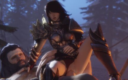 1boy 1girls 3d armor armored_female asian asian_female blender clothed_female_nude_male female guardian guild_wars guild_wars_2 human human_female ingame_model interspecies large_penis larger_male light-skinned_female light_skin male moaning muscular norn notablyfishy outdoors panties_aside penis player_character red_hair reverse_upright_straddle sex straight thighs vaginal_penetration vaginal_sex