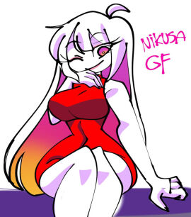 1girls alternate_costume ass big_ass big_breasts blush breasts clothed clothed_female clothing dress english english_text female female_focus female_only fnf fnf_entity fnf_mod fnf_mods friday_night_funkin friday_night_funkin:_entity friday_night_funkin_mod fully_clothed fully_clothed_female funkin_aside_(fnf_mod) girlfriend_(cosplay) gradient gradient_eyes gradient_hair inner_hair long_hair nervous newgrounds nikusa_(sugarratio) orangechan01 pink_inner_hair red_dress solo solo_female solo_focus text thick_thighs thighs thin_waist three-tone_hair white-haired_female white-skinned_female white_body white_hair white_skin wide_hips wink winking winking_at_viewer