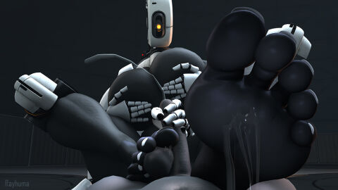1_eye 3d 3d_(artwork) ass big_ass big_breasts big_thighs breasts cum cum_on_body cumshot feet feet_focus female foot_fetish footjob glados glados_(humanoid) handjob huge_ass huge_breasts huge_thighs looking_at_partner male penis portal_(series) rayhuma robot robot_girl tagme thick_hips thick_thighs thighs yellow_eyes