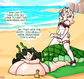 big_ass big_breasts big_penis bikini breasts bubble_butt cleavage cum drokmars female furry huge_ass huge_breasts huge_cock lihua_(drokmars) male penis thick_thighs wide_hips