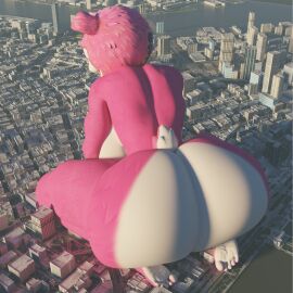 3d ass back_view backboob barefoot big_breasts breasts city cityscape ctgiantess cuddle_team_leader female fortnite fortnite:_battle_royale giantess giantess_cuddle_team_leader hi_res huge_ass huge_breasts hyper_ass looking_away macro macro_female naked naked_female on_knees pink_body pink_fur pink_hair sitting small_tail tail toned toned_back toned_female white_fur white_hair wrinkles