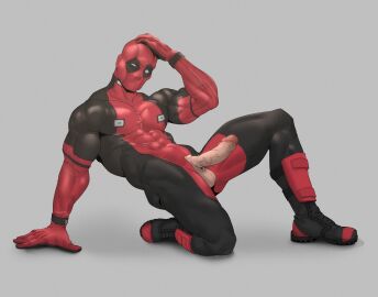 abs balls bara biceps big_balls big_penis clothing deadpool erection male male_only marvel marvel_comics muscular muscular_male pecs penis proud_of_his_cock puppynolan tight_clothing wade_wilson yaoi