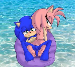 amy_rose angelofhapiness anthro anus ass balls blue_body blue_fur blush bodily_fluids breasts digital_media_(artwork) duo erection eulipotyphlan feet female female_penetrated from_front_position fur genital_fluids genitals green_eyes hair half-closed_eyes hand_on_ass hand_on_butt hedgehog hi_res inflatable looking_back lying male male/female male_penetrating male_penetrating_female mammal narrowed_eyes nude on_back open_mouth penetration penile penile_penetration penis pink_body pool_float pool_toy pussy sega sex smile sonic_(series) sonic_the_hedgehog sonic_the_hedgehog_(series) spread_legs spreading swimming_pool tail toes vaginal_penetration vulva water