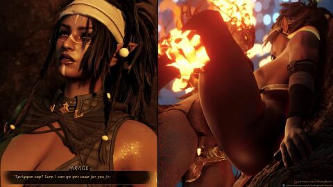 2koma 3d against_tree animated bandana black_hair bordeaux_black carrying clothed clothed_sex dark-skinned_female defeated defeated_heroine elf elf_ears elf_female elven facepaint female female/monster game hentaudio hoshinomeririri instant_loss instant_loss_2koma mirage_(molagballin) moan moaning modded molagballin monster monster_cock monster_girl muscles muscular muscular_female night night_sky outdoors outside partially_clothed penetration public public_nudity public_sex skyrim sound sound_edit sound_effects sound_warning spriggan stand_and_carry_position standing standing_missionary standing_sex tagme tan_body tan_skin text text_box the_elder_scrolls thick_ass thick_thighs tree tree_shade video