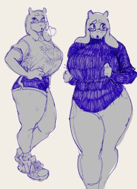 1girls athletic big_breasts big_tits breasts clothed evilpenislair female female_focus female_only glasses goat jeans male no_sex penis shoes_on solo sweat tagme thick_thighs toriel undertale undertale_(series) white_background white_fur working_out