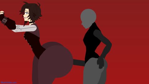 animated ass ass_jiggle big_ass bouncing_ass female looping_animation male male/female ruby_rose rwby stick_nodes stickman