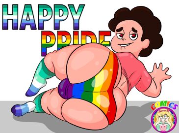 1boy ass big_ass bulge_under_clothes crossdressing exocomics gay_flag gay_flag_colors heart-shaped_pupils hearts_in_eyes male male_only panties patreon_release pride_color_clothing pride_colors pride_month pride_panties solo steven_quartz_universe steven_universe tagme