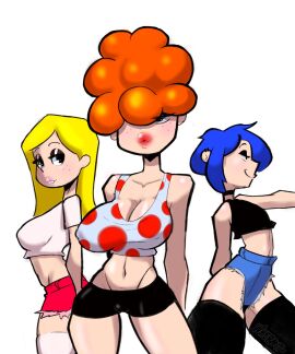 3girls bare_arms bare_legs bare_shoulders bare_thighs big_breasts blonde_hair blue_hair breasts clothed clothing color ed_edd_n_eddy female female_focus female_only fully_clothed hi_res kanker_sisters large_breasts lee_kanker light-skinned_female light_skin marie_kanker may_kanker orange_hair short_hair sisters solo_female tagme thick_thighs whermit