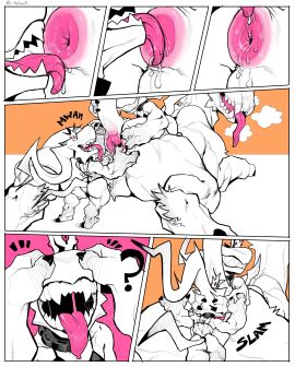 2024 absurd_res anal anthro anthro_on_feral anus ass assisted_sex balls biped close-up comic crown digital_media_(artwork) eyeless fangs feral genitals group group_sex headgear hi_res larger_feral larger_male lying male male/male male_anthro male_feral monster nsfuwu4 on_front oral puffy_anus quadruped rimming saliva_on_anus sex sharp_teeth size_difference smaller_anthro smaller_male teeth threesome trio zoophilia