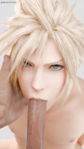 2boys 3d 3d_(artwork) blender blender_cycles blowjob blue_eyes cloud_strife desess3intes fellatio femboy final_fantasy final_fantasy_vii final_fantasy_vii_remake gay looking_at_viewer male male_only naked pov tagme twink yaoi