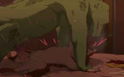 2025 4_fingers anthro anthro_on_anthro anthro_penetrated anthro_penetrating anthro_penetrating_anthro beastars bed bodily_fluids censored censored_genitalia censored_penis claws clothing clothing_aside domestic_cat erection fangs felid feline felis female female_penetrated fingers fur furniture gosha_(beastars) green_body green_scales heart_symbol inside komodo_dragon lizard lying lying_on_bed male male/female male_penetrating male_penetrating_female mammal monitor_lizard nude nude_female nude_male on_bed open_mouth penetration penis ptkd pussy reptile scales scalie sex spread_legs spreading sweat tan_body tan_fur teeth text vaginal_penetration vicious_kitty