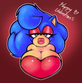 anthro big_breasts breasts cocomaniadx female girly makeup neckline rouge_the_bat_(cosplay) rule_63 sonic_(series) sonic_the_hedgehog sonique_the_hedgehog valentine's_day