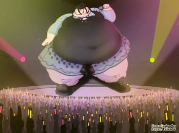 1girls aoi_yūki audience concert fat fat_female female giantess macro microphone morbidly_obese morbidly_obese_female musician obese obese_female real_person size_difference stage