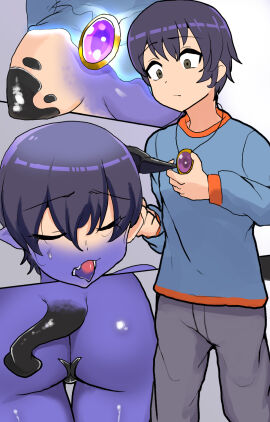 ass breasts corruption eye_color_change female hair_color_change midriff skin_color_change thighs transformation yata_(toribako)