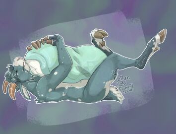 anthro bovid caprine ezilyn furry furry_only goat grinding hoof_hands hooves horn hug hugging_object hugging_pillow legs_up male mammal masturbation penis penis_shadow pillow pillow_humping solo thesphur_(thesphur)