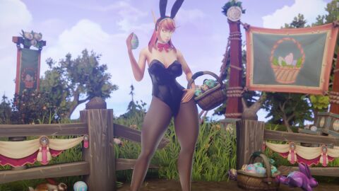 3d 3d_(artwork) amber_eyes armwear ass big_ass big_breasts big_butt big_hips big_thighs blood_elf bowtie breasts bunny_ears bunny_girl bunny_tail bunnysuit cia_nightfire clothed clothes easter easter_egg elf female female_focus female_only golden_eyes hairband high_elf hips large_breasts long_ears morilymory oc pantyhose pinup pointy_ears pussy red_hair rogue_(warcraft) smooth_skin solo solo_female solo_focus tattoo thick_hips thick_thighs vagina warcraft world_of_warcraft yellow_eyes