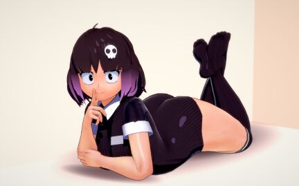 3d 3d_(artwork) ass big_ass big_breasts black_eyes black_hair black_leotard black_socks breasts female from_front_position hilda_(series) huge_ass huge_breasts kaisa_(hilda) koikatsu large_ass large_breasts leotard light-skinned_female light_skin looking_at_viewer lying lying_on_stomach on_stomach pale-skinned_female pale_skin papaoso purple_hair short_hair socks thick thick_ass thick_body thick_breasts thick_butt thick_hips thick_legs thick_thighs thigh_highs thighhighs thighs two-tone_hair voluptuous voluptuous_female wide_hips