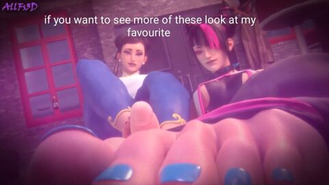 2girls 3d chun-li feet female foot_fetish foot_focus human juri_han multiple_females multiple_girls realistic street_fighter street_fighter_6 tagme toes