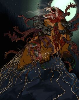 absurd_res anal anal_sex bear bodily_fluids body_horror bone breathing brown_bear bursting_out bursting_through_stomach bursting_through_throat claws david_(gaybearboi) elemental_creature exposed_bone exposed_muscle exposed_organs exposed_skull eye_trauma feral fish flayed fog fungi_fauna fungus gore grizzly_bear guts gutspill hi_res horror_(theme) mammal marine mushroom mushroom_cap nightmare_fuel organs parasite parasite_in_urethra parasitic parasitiform pawpads paws penetration raised_paw salmon salmonid_(fish) skull sockeye_salmon solo tapeworm tentacle tentacle_creature tentacle_in_ass tentacle_penetration undead ursine yonnixart zombie