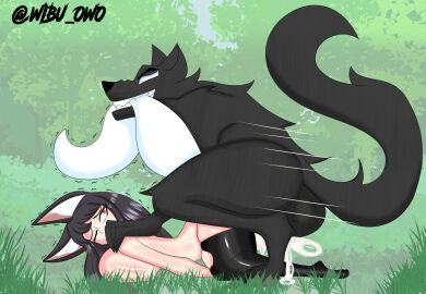 ahri anthro balls big_breasts black_hair breasts crying cum cum_in_pussy cum_inside doggy_style fantasywibuowo female fox fox_ears furry heart heart_eyes huge_breasts kitsune league_of_legends long_hair male naked naked_female non-consensual nude nude_female open_eyes pussy simple_background size_difference smile torn_clothes vastaya werewolf white_tail wolf wolf_ears wolf_tail