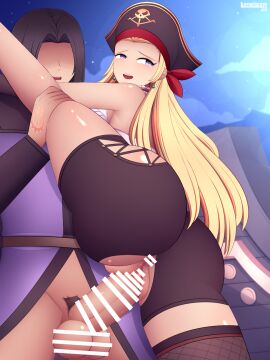 1boy 1girls alternate_costume anus arm_support ass asymmetrical_clothes asymmetrical_legwear back backless_outfit balls bandana bare_arms bare_back bare_legs bare_thighs blonde_hair boat breasts brown_hair censored cloud commission dragon_quest dragon_quest_xi earrings elbow_gloves female female_focus fishnet_legwear fishnets from_below gloves hand_on_another's_shoulder hand_tattoo hat hero_(dq11) large_ass large_breasts leg_grab leg_hold leg_up legs light long_hair long_sleeves looking_back lumarianne20 male male_pubic_hair night open_mouth outdoors penis pirate pirate_hat pubic_hair purple_eyes pussy serena_(dq11) sex short_hair shorts single_thighhigh sky smile solo_focus splits spread_legs standing standing_on_one_leg standing_sex starry_sky tattoo testicles thick_thighs thighs torn_clothes vaginal_penetration vertical_splits very_long_hair yellow_hair