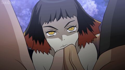1girls 2boys 2d animated big_penis blowjob demon demon_girl demon_slayer double_barrel_fellatio double_fellatio fellatio female gif grey_skin kimetsu_no_yaiba large_penis male multiple_boys multiple_males oni oral penis solodusk57 straight susamaru tomboy two_dicks_one_mouth yellow_eyes
