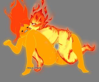 2girls adventure_time crossover double_dildo drale_attack elemental_(pixar) ember_lumen female fire fire_elemental fire_girl fire_humanoid flame_princess humanoid multiple_females multiple_girls pussy vaginal_penetration yuri