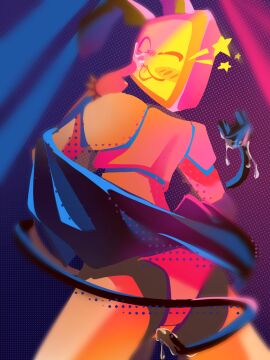 1girls blue_background bunny_costume bunny_ears bunny_girl bunny_veeronica cum female female_only forsaken_(roblox) neon_lights orange_body pink_background roblox roblox_game robloxian robot robot_girl robot_humanoid screen_face screen_head solo tagme_(artist) tail tv_head veeronica yellow_body yellow_skin