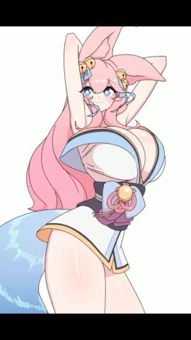 1girls 2:3 ahri alternate_costume animated big_breasts blue_eyes bouncing_breasts breasts clothed cute dancing female female_focus female_only fluffy_ears fluffy_tail hip_sway huge_breasts league_of_legends long_hair looking_at_viewer me!me!me! music phut_hon pink_hair riot_games solo solo_female spirit_blossom_ahri spirit_blossom_series tagme tail thick_thighs topless video yabby