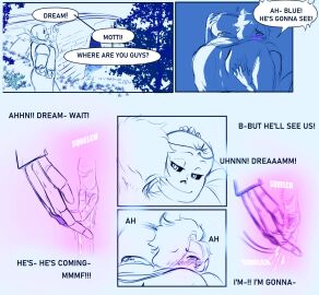2d blush comic dialogue dream_sans_(fan_character) dreamtale dripping female fingering humanoid inside_view mothiepixie motti_(mothiepixie) sans sans_(underswap) sans_au skeleton tagme teasing under_bridge underswap underswap_sans undertale undertale_(series) undertale_au