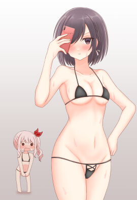 1other 2girls akiyama_mizuki ambiguous_gender areola_slip areolae_slip belly belly_button blush breasts breasts_out brown_eyes brown_hair chiaki_himanagi clothed clothing female female_focus female_only high_resolution highres medium_breasts multiple_females multiple_girls naked navel partially_clothed partially_clothed_female partially_nude partially_undressed pink_hair project_sekai pussy shinonome_ena thighs tits_out tummy underwear