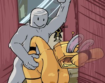 1boy 1boy1girl 1girls areolae artist_name background_character bent_over big_breasts breasts bunny_veeronica dummy_(roblox) female forsaken_(roblox) grey_skin male naked_female naked_male nude orange_skin penetration roblox roblox_game robloxian source_request standing standing_sex tagme taph_(forsaken) thighs tv_head veeronica