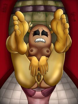 2025 absurd_res animate_inanimate anthro antlers anus artist_logo artist_name ass bald barefoot bathroom black_eyes black_sclera breasts captain_mooncat cartoon_network clenched_teeth clitoral_hood clitoris clothing colored_skin cornered dark_body dark_skin emoji eyeless feet female fisheye_lens floor food foot_fetish foot_focus front_view fruit full-length_portrait genitals gloves graffiti grime handwear hi_res hollow_eyes horn inside labia legs_up legume logo looking_at_viewer medium_breasts nervous nipples nude peanut_(food) penny_fitzgerald personification plant portrait presenting public_restroom questionable_consent restroom_stall sitting small_breasts soles solo spread_legs spread_vulva spreading teeth text the_amazing_world_of_gumball tile tile_floor tile_wall toes toilet unknown_species vulva wall_(structure) yellow_body yellow_skin