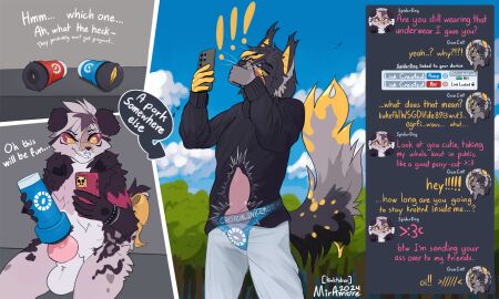 anthro anus arachnid arthropod canid canine canis clothing cuntboy dialogue digital_media_(artwork) domestic_cat duo electronics english_text exclamation_point felid feline felis furry genitals goo_creature hi_res hybrid in_public internal intersex intersex/male knot knotted_penis knotting male mammal miramore non-euclidean_sex nude panties penetrable_sex_toy penetration penile penis phone portal portal_fleshlight portal_sex pussy samsung sex sex_toy simple_background smile spider submissive submissive_cuntboy submissive_intersex tail text text_messaging thinking_with_portals underwear vaginal_penetration wolf