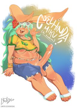 4_toes 5_fingers absurd_res anthro areola areolae artist_logo artist_name artist_signature bracelet brasileira brazil brazilian brazilian_female brazilian_flag brazilian_miku breasts bunny bunny_girl chubby chubby_anthro chubby_futa cum cum_drip dickgirl digital_drawing_(artwork) digital_media_(artwork) doomsday_(doomsday-ent) ejaculation erect_penis erection eyewear eyewear_on_head fat female flower furry futanari hand_gesture hatsune_miku hi_res hibiscus intersex jersey jewelry lagomorph lagomorph_humanoid large_breasts large_penis looking_at_viewer necklace obese paws penis pierced_nipples piercing portuguese_text pubes pubic_hair rabbit rabbit_girl ring ring_piercing ripped_shorts sandals self_upload shorts simple_background sitting slippers sunglasses tan_body tan_fur tanline text tongue tongue_out tongue_piercing topwear turquoise_eyes turquoise_hair ugly unzipped_pants url vocaloid wardrobe_malfunction